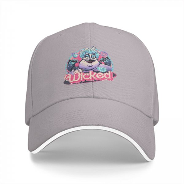 Black baseball cap with Ursula 'Wicked' villain graphic print