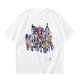 Olive T-Shirt with Anime Character Group Coffee Print