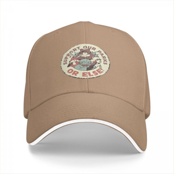 Black baseball cap with 'Support Our Parks Or Else' wildlife graphic
