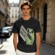 Olive t-shirt with cute frog holding knife and 'Don't mess with me' text