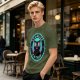 Olive T-Shirt with 'Legalize Catnip' Hypnotic Black Cat Graphic