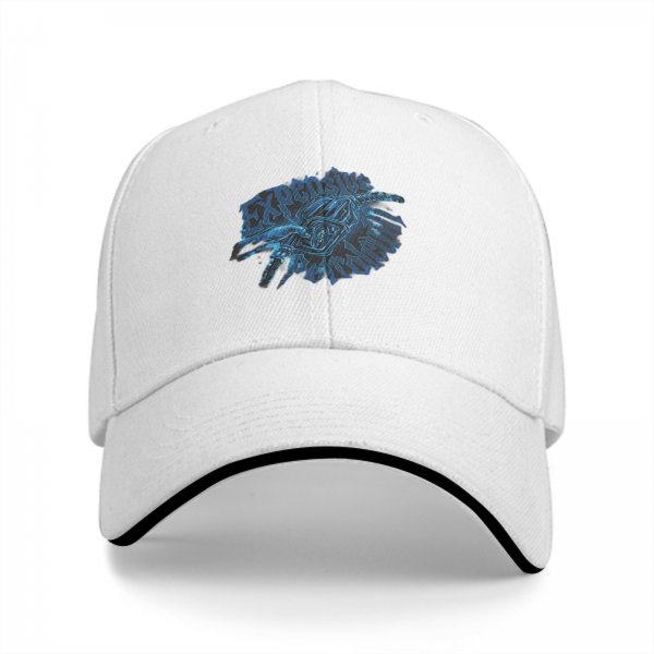 Black Baseball Cap With Blue Graphic Print Design