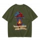 Olive t-shirt with lantern flame graphic and 'I'll follow you into the dark' text