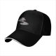 Black baseball cap with raccoon driving car and bad decisions print
