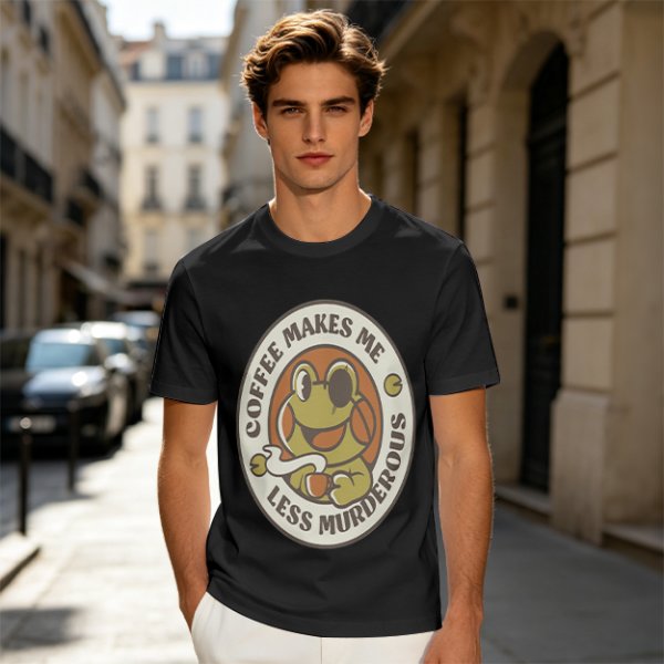 Coffee Makes Me Less Murderous Frog Graphic T-Shirt