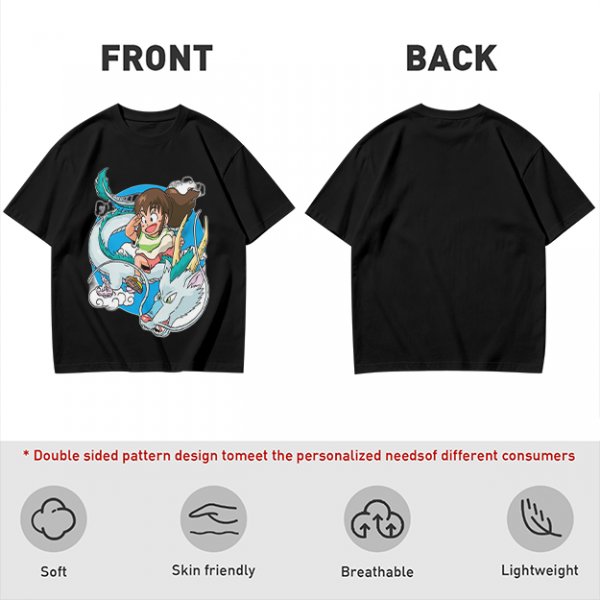 Spirited Away Chibi Haku and Chihiro Graphic T-Shirt