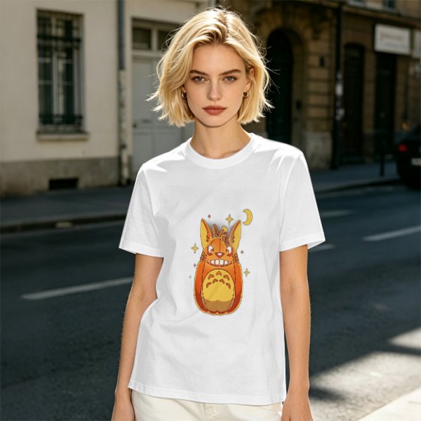 Olive T-Shirt With Cute Pumpkin Creature And Moon Star Print