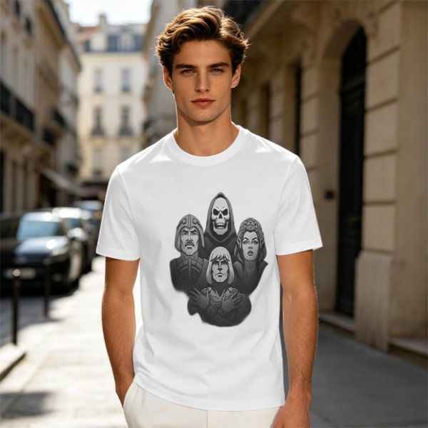 Olive Graphic T-Shirt with Fantasy Character Portraits