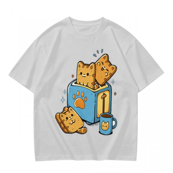Olive T-Shirt With Cute Cat Toast Toaster Breakfast Art