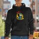 Black hoodie with Plague Ducktor graphic print