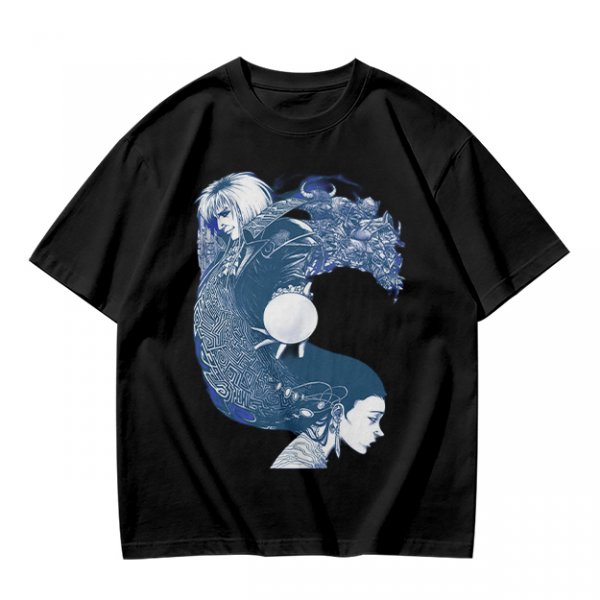 Olive T-Shirt With Two Facing Fantasy Figures And Orb Art Print