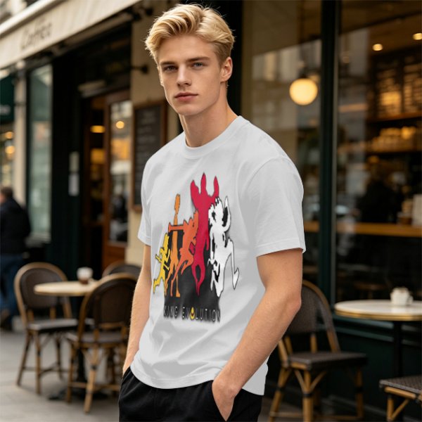 Olive Graphic T-Shirt with King Evolution Character Silhouettes