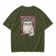 Olive T-shirt with Grumpy Cat on Retro Computer Print