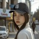 Black baseball cap with 'Forced to Work' office alien graphic