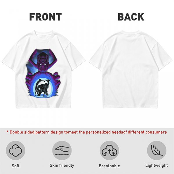 Olive T-Shirt Featuring Galactus Holding Silhouetted Superheroes