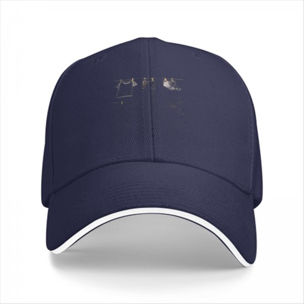 Black Baseball Cap With Clothesline Laundry Graphic Design