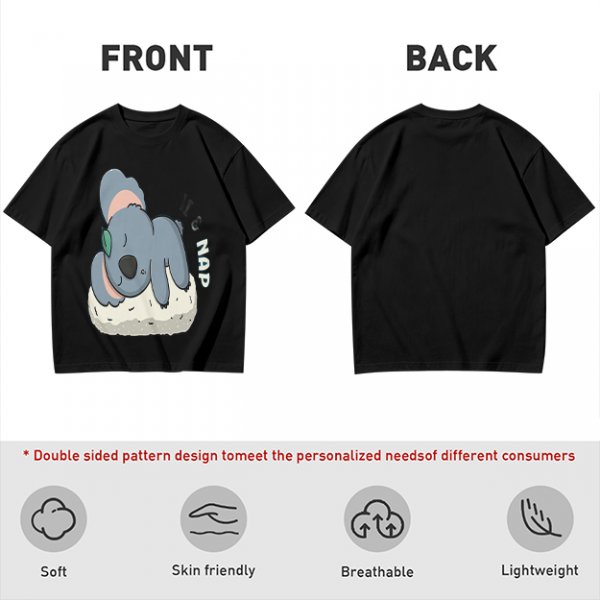 Olive T-Shirt with Sleeping Koala Nap Graphic