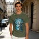 Olive Green T-Shirt With Alien Warrior Graphic Print
