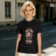 Olive t-shirt with grim reaper graphic and provocative text