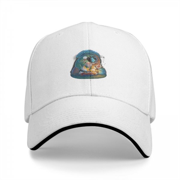 Black Baseball Cap with Whimsical Fantasy Character Art Print