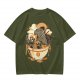 Olive T-Shirt Featuring Godzilla Eating Ramen Noodles