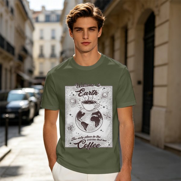 Welcome to Earth Coffee Lover Graphic T-Shirt
