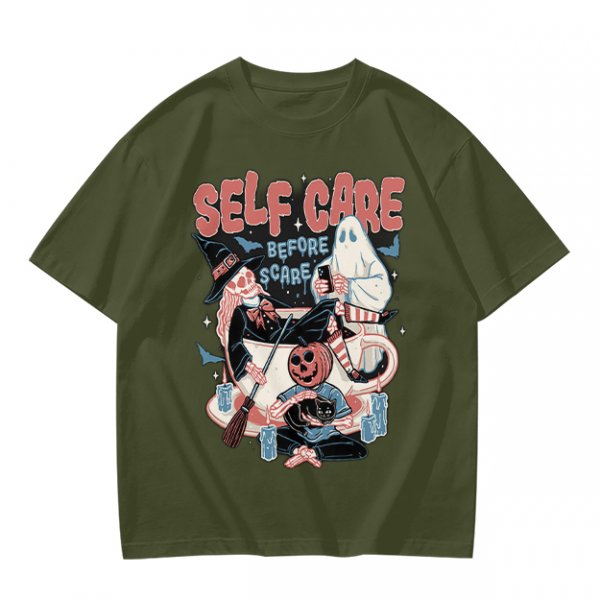 Self Care Before Scare Halloween Themed Graphic T-Shirt