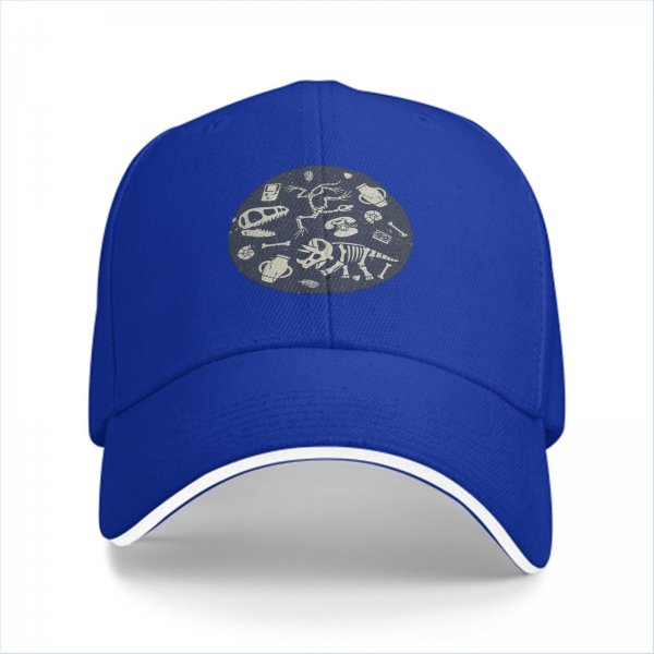 Black Baseball Cap With Dinosaur Fossil Archaeological Print