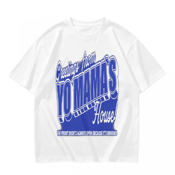 Olive t-shirt with funny yo mama's house greeting print