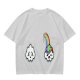 Oversized Olive T-Shirt With Sad Clouds And Rainbow Drip Graphic