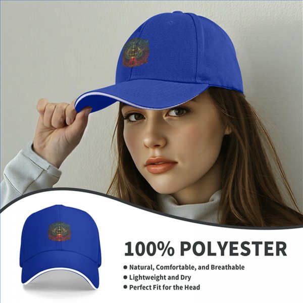 Black Baseball Cap With Colorful Mystical Geometric Emblem Print