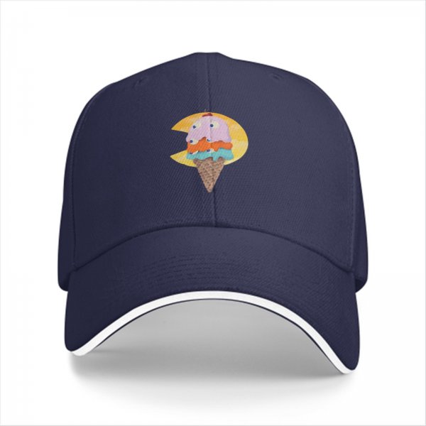 Black Baseball Cap With Pac-Man Ice Cream Cone Graphic