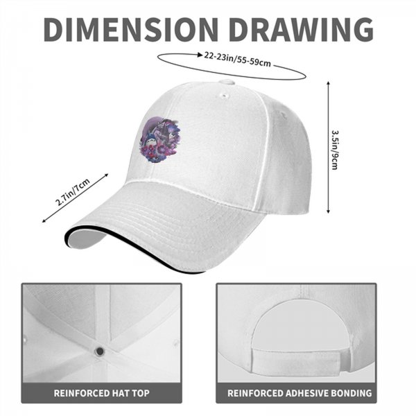 Black Baseball Cap With My Neighbor Totoro Floral Art Print