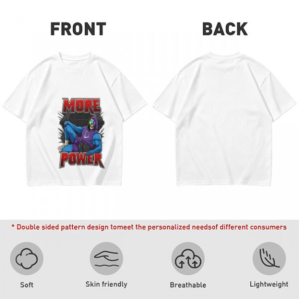 Olive Graphic T-Shirt with 'MORE POWER' and Muscular Skeleton Character