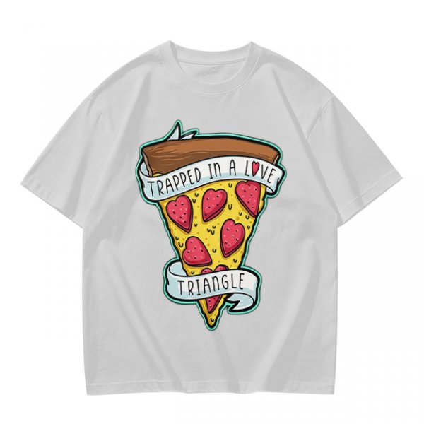 Olive T-Shirt With Pizza Slice 'Trapped In A Love Triangle' Print