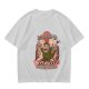 Olive T-shirt with parody monster anime graphic print