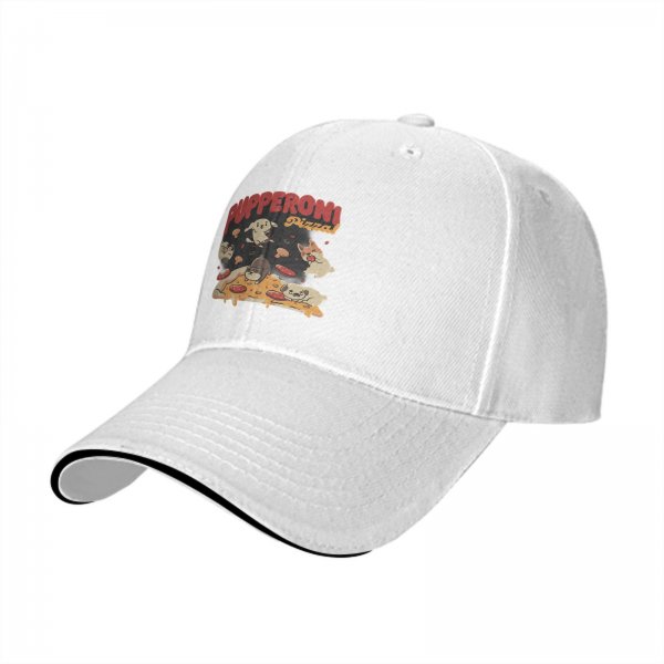 Black Baseball Cap With Pupperoni Pizza Cute Dog Graphic Print