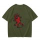 Olive Green T-Shirt With Cute Deadpool Dog Graphic Print