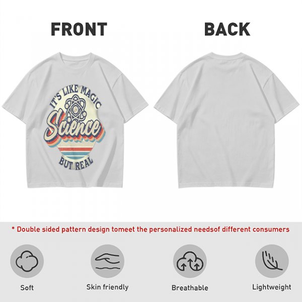 Olive T-Shirt With 'It's Like Magic Science But Real' Retro Print