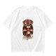Olive graphic t-shirt with stressed but still magical dragon print