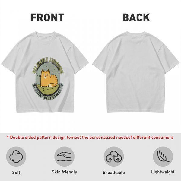 Olive T-Shirt With Silently Judging Loudly Correcting Cat Print