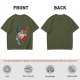 Olive Graphic T-Shirt With Aliens Give My Cat A Beard Print