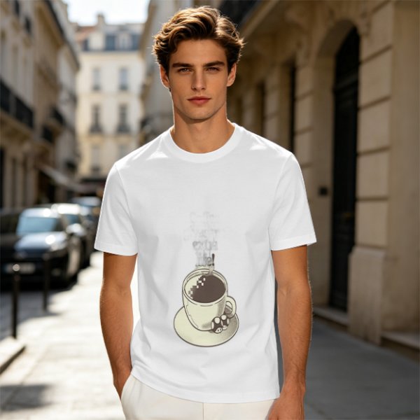 Olive T-Shirt With Hot Cocoa Cup And Marshmallows Graphic Print
