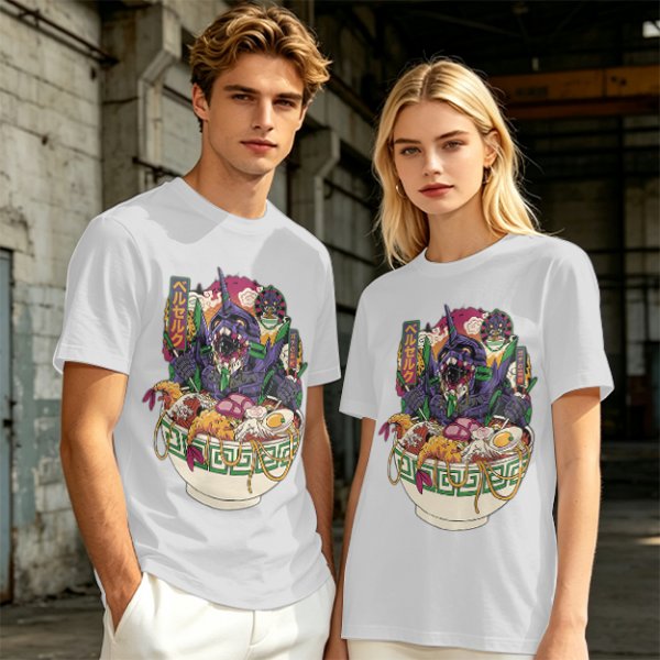 Anime Mecha Robot Ramen Bowl Graphic T-Shirt