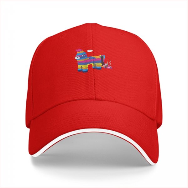 Black baseball cap with rainbow piñata donkey graphic