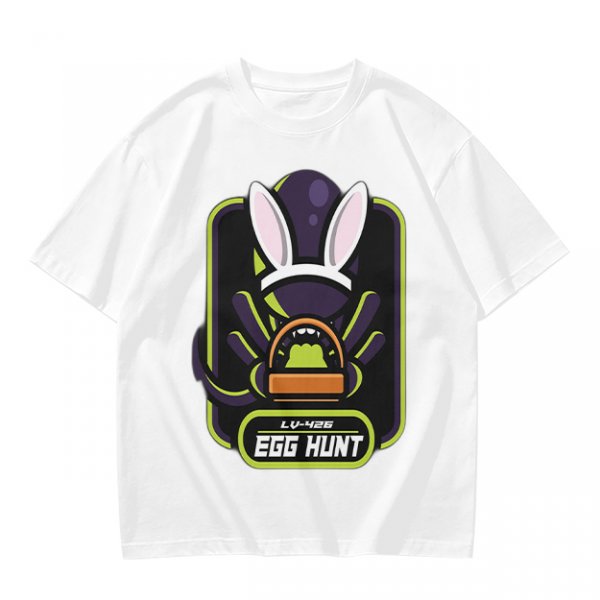 Olive T-Shirt With Alien Bunny Ears Egg Hunt Graphic