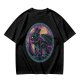 Olive T-Shirt Featuring Stylized Night Dragon In Swirling Oval Art