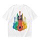 Olive T-Shirt With Colorful Cat Guitar Illustration