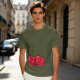 Olive green t-shirt with cute hugging red beans graphic