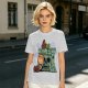 Olive T-shirt with Peanuts-style He-Man Castle Grayskull Graphic